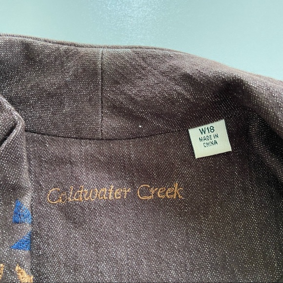 Coldwater Creek Brown Embroidered Beaded Aztec Open Blazer Jacket - Picture 5 of 8